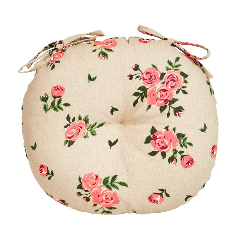 Set Of Two Rose Round Seat Pads, Pink