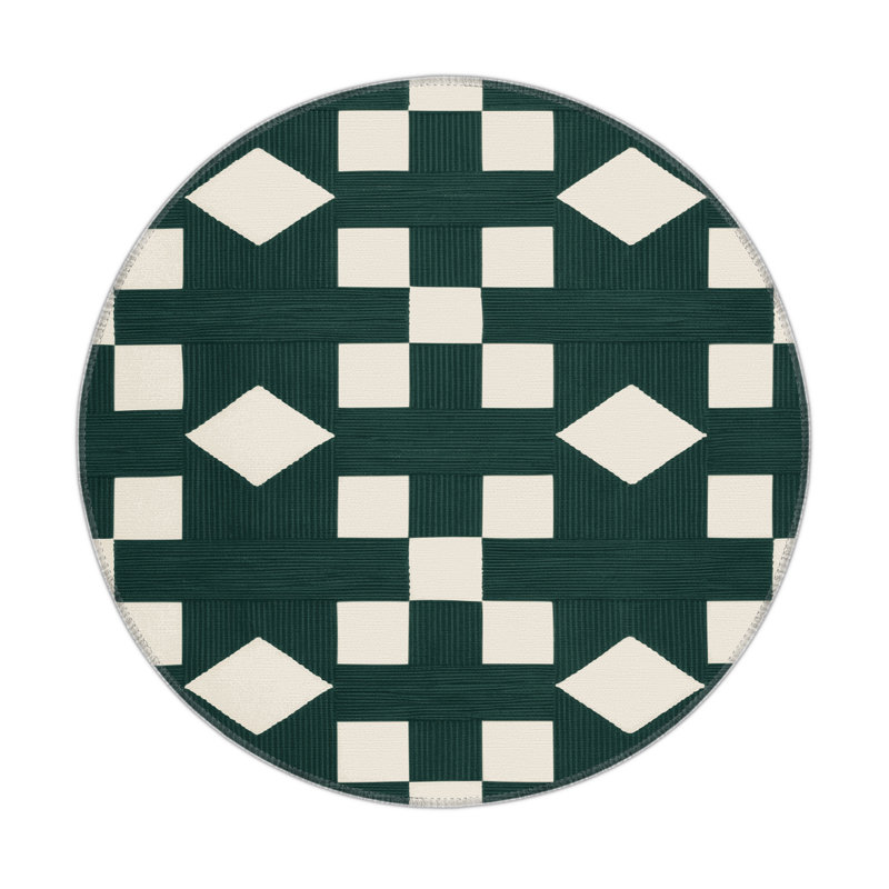 Tapis d'intérieur et d'extérieur à carreaux vert, Rectangle 5 pi x 7 pi