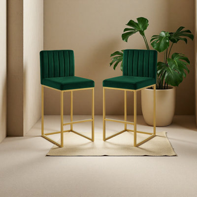 Modern Fashion Counter Height Stool Full Backrest and Sturdy Iron Legs, Set of 2 Versatile Bar Chair