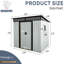 Remise spacieuse en métal de 6 pi x 5 pi pour le patio - Rangement de jardin rouillé et de 6 pi x 5 pi avec ventilation-125662297