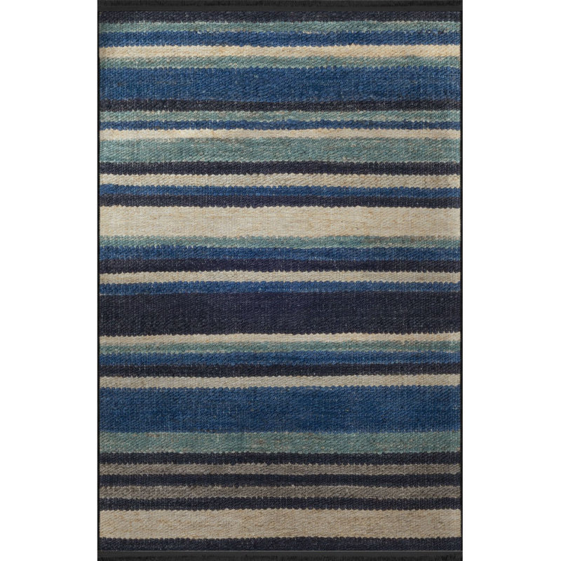 Tapis à rayures bleues, Sous-tapis rectangulaire de 3 pi 3 po x 4 pi 11 po