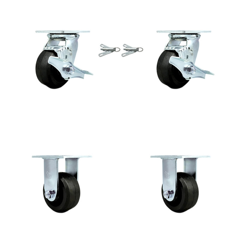 4 Piece Rubber on Steel Caster Set