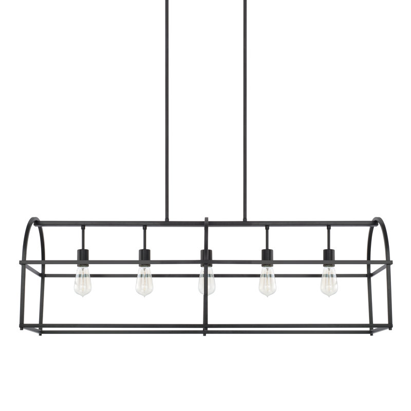 Bryes Hydrangea 5 - Light Kitchen Island Linear Pendant, Matte Black