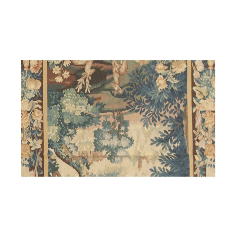 Tapis crème et bleu noué à la main de haute qualité