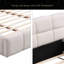 Elegant Beige Chenille Upholstered Bed With Checkerboard Design-438349219