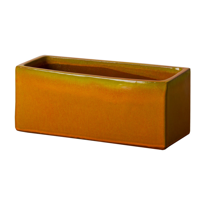 Handmade Ceramic Planter, Orange, 6" H x 15" W x 6" D