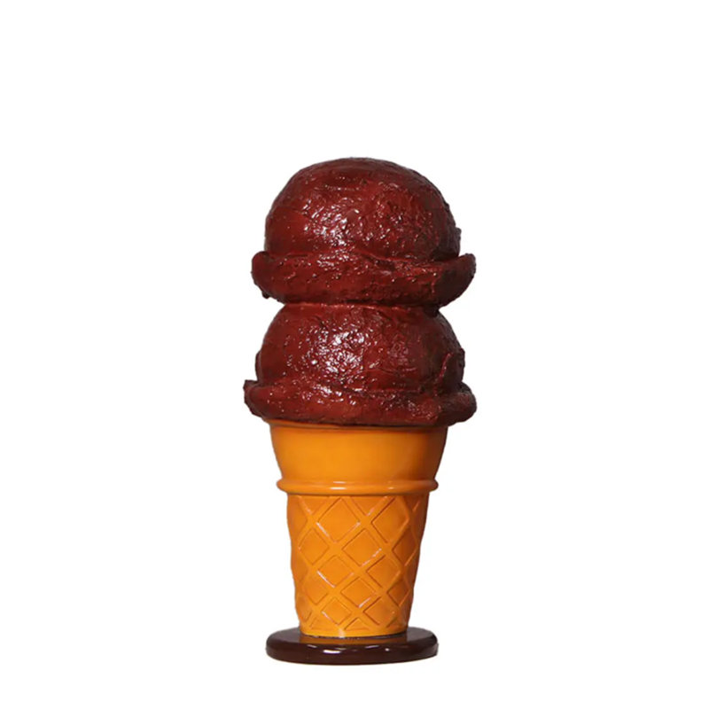 Petite statue de table à deux cuillères de crème glacée au chocolat, Brun/brun clair