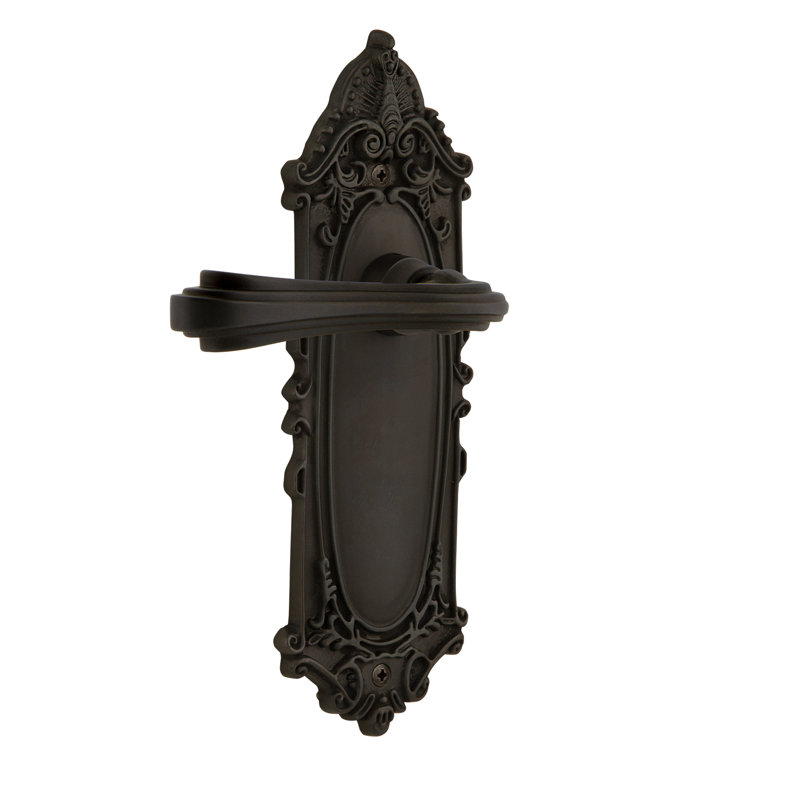 Assiette fausse plaque victorienne avec levier fleur, Bronze frotté à l'huile, Gaucher