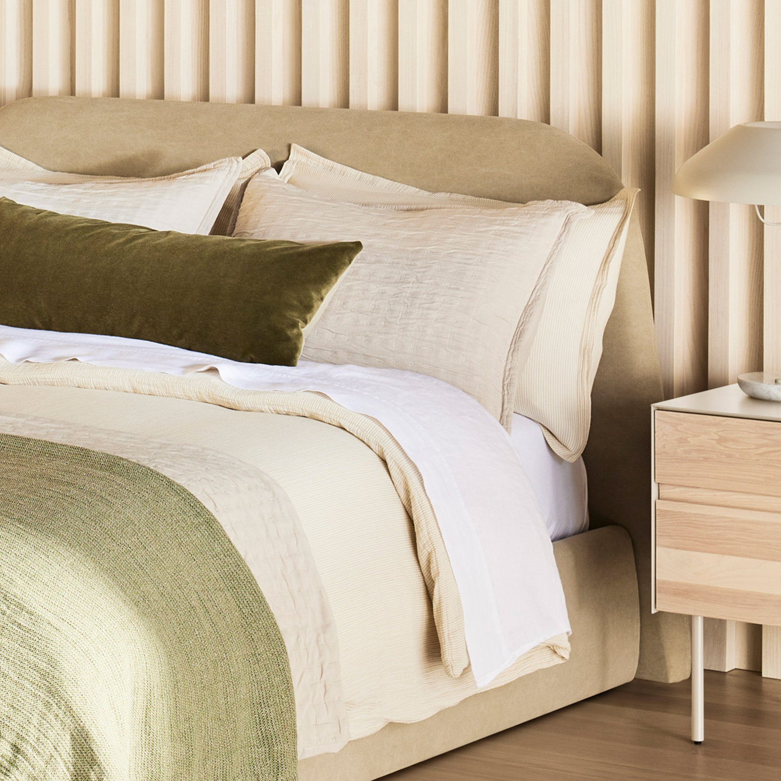 Popple Cotton Duvet Cover Set, Putty, King Duvet Cover + 2 King Shams