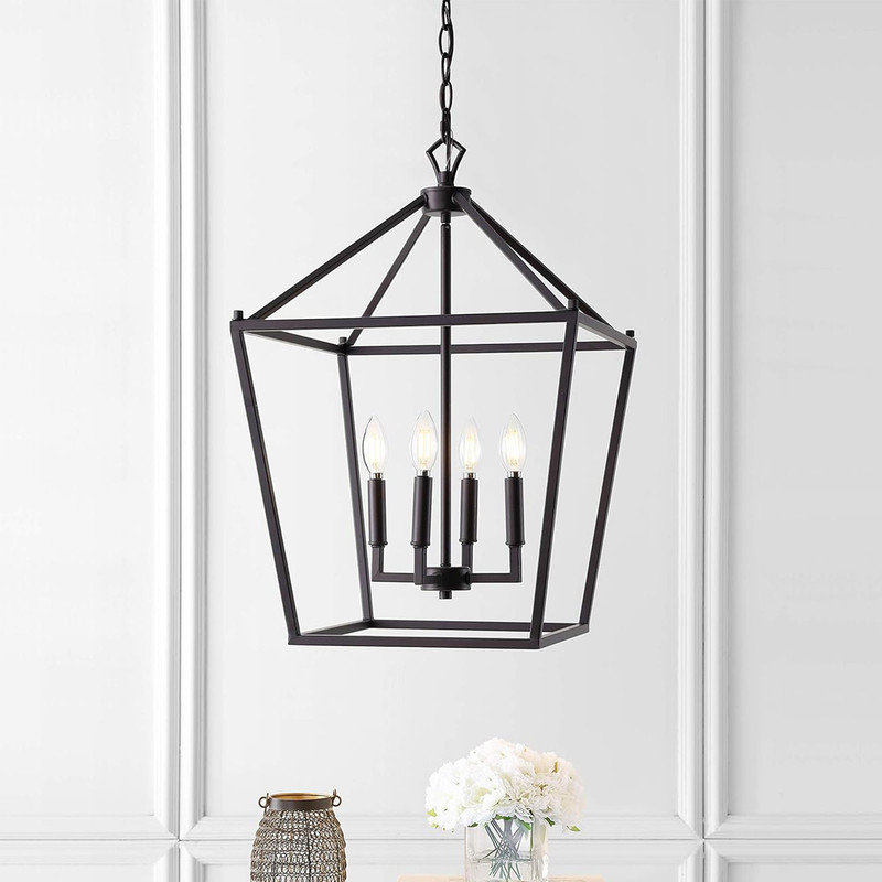 Pagoda 16" Black and Gold Metal LED Pendant Light