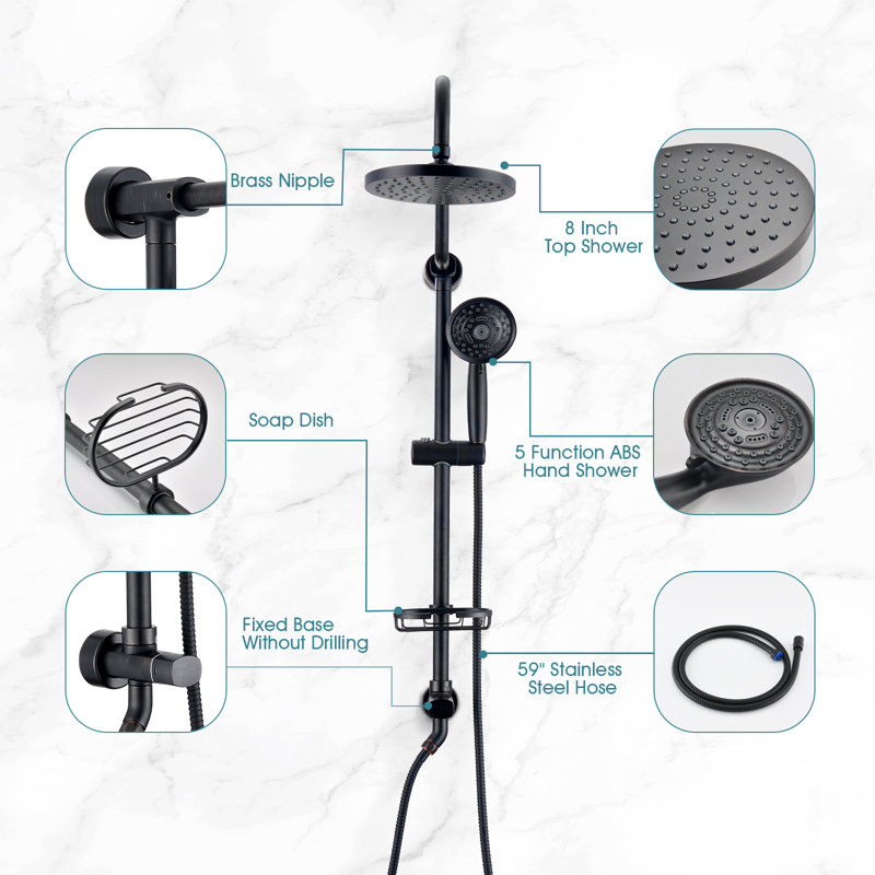 8-Inch Shower System With Hand Shower And Rain Shower Head, Oil-Rubbed Bronze
