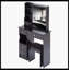 Petit meuble-lavabo de 29,2 po avec tabouret de bureau et tabouret rembourré, très grand miroir coulissant à droite, rangement multi-couches à grande capacité, commode pratique et pratique, convient aux petits espaces-2056345978
