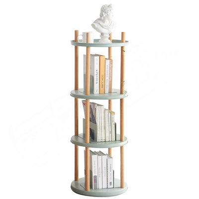 Étagère de rangement, bibliothèque rotative à 360 °, bibliothèque à 4 niveaux avec espace de rangement de grande capacité, support de rangement multifonctionnel, conception compacte, étagère debout pour le salon, la chambre à coucher, la salle d'étude, la cuisine