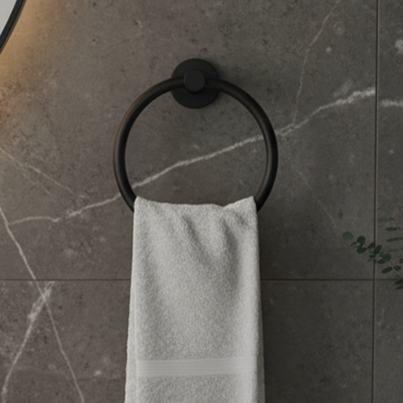 Anneau à serviettes mural - Acier inoxydable SUS 304, finition noir mat, Noir mat
