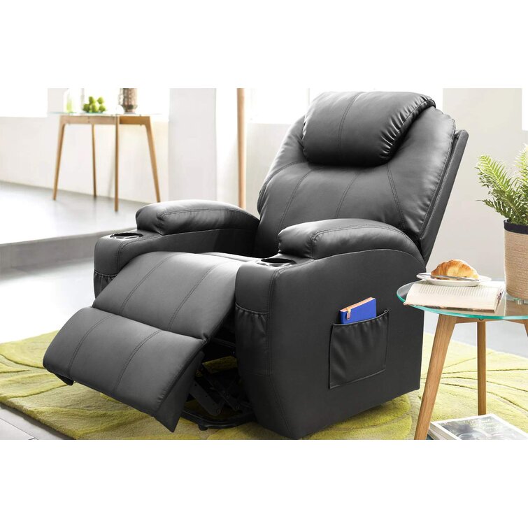 BTMWAY Electric Power Lift Chair, Faux Leather Lift Recliner with Heat  Therapy and Massage Function, Heavy Duty Reclining Sofa with Cup Holders  and Side Pocket, Lift Chairs for Elderly, Black&Brown 