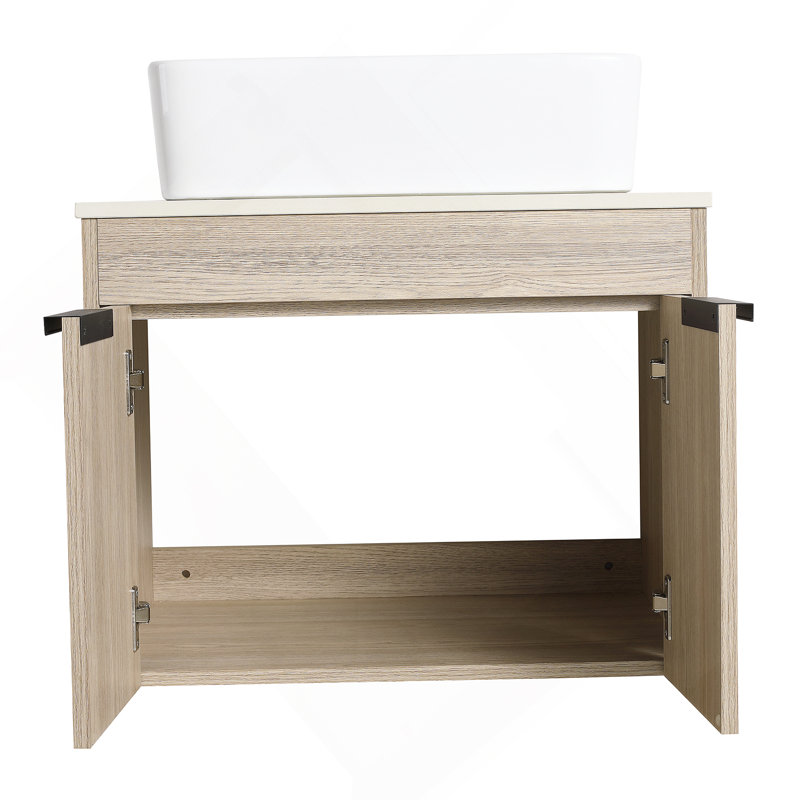 Modern Design Float Bathroom Vanity With Ceramic Basin Set, 23.6"