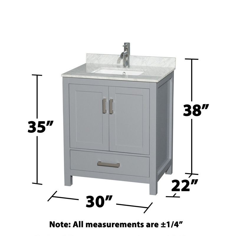 Meuble-lavabo simple avec plateau en marbre Sheffield, Gris