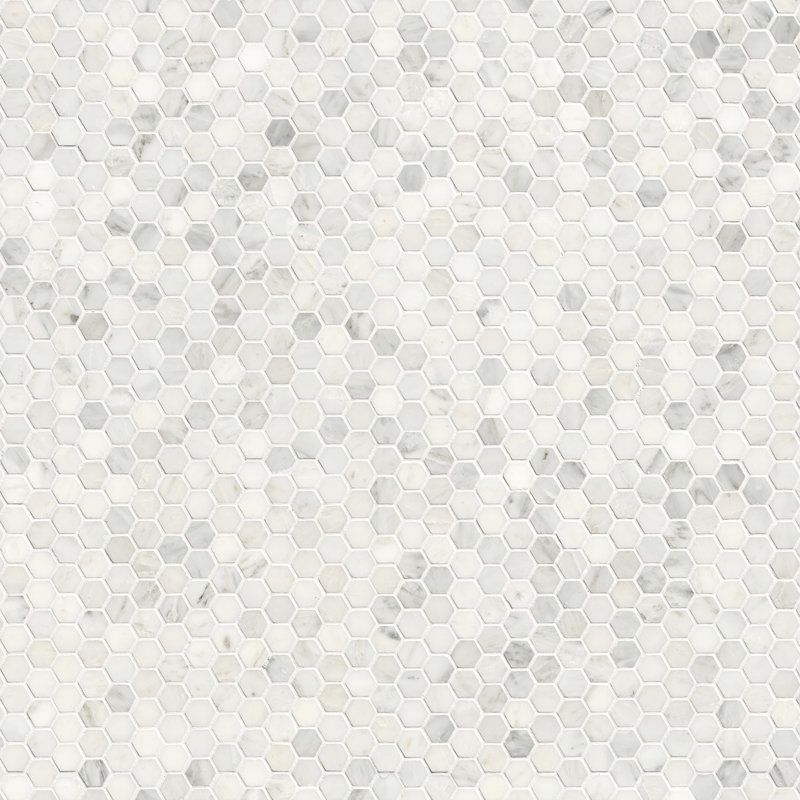 MSI Arabsecato Carrara 1" Hexagon 12 in. x 12 in. Honed Marble Mosaic Floor and Wall Tile, Arabsecato Carrara