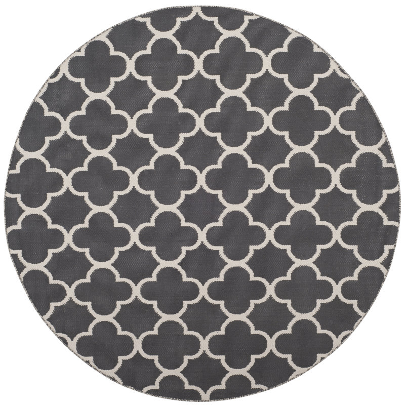 Desota Hand Woven Cotton Geometric Rug, Round 6'