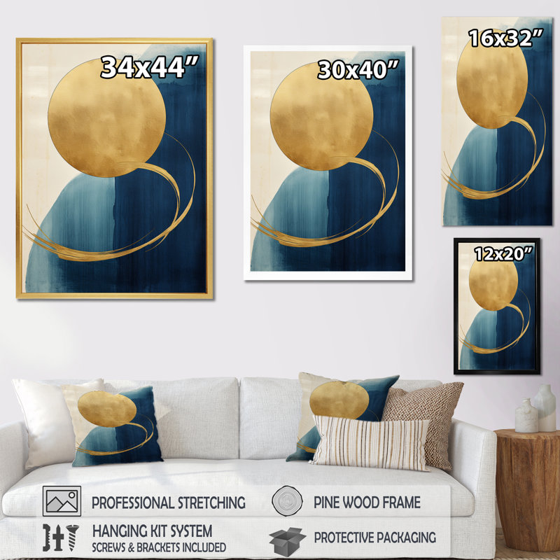 Moon Bliss on Delft Blue Sky Mid - impression, Cadre simple blanc, H 44 po x l 34 po x P 1,5 po