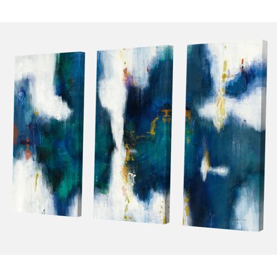 Bless international Blue Glam Texture I On Canvas 3 Pieces Painting ...