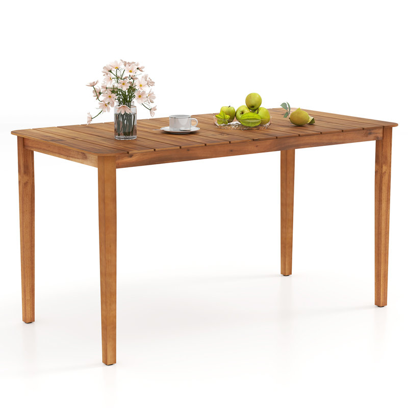 Table bistro rectangulaire pour l'extérieur en bois d'acacia pour 4 à 6 personnes