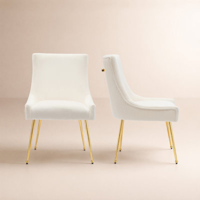 Velvet Upholstered Side Chair With Gold Legs 