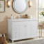 Meuble-lavabo classique 48 po avec lavabo en résine, armoire en bois de pin massif avec tablettes de porte intégrées et 6 tiroirs (blanc)