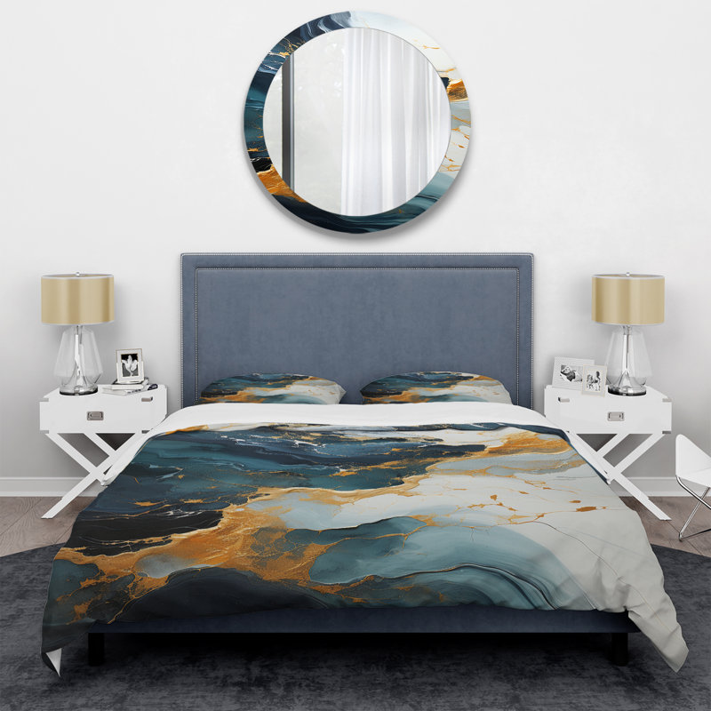 Ensemble de housse de couette or et vert, Housse de couette pour très grand lit et 2 très 