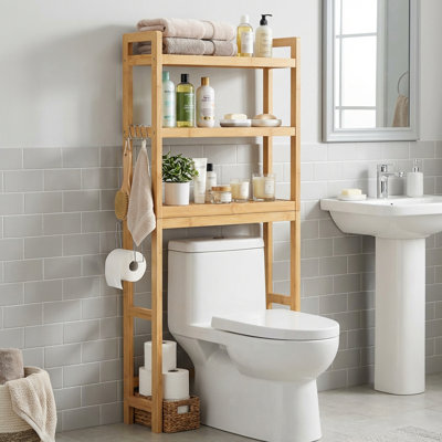 Étagère de rangement à 3 niveaux à installer au-dessus des toilettes, avec tablette ajustable