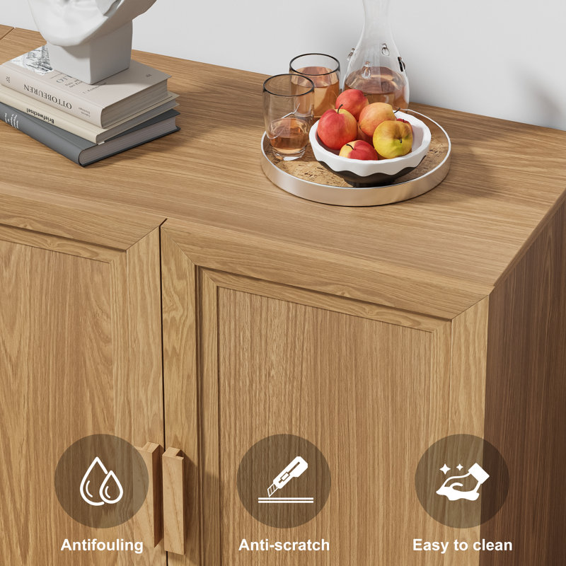 62"×31"×16" Wood Sideboard Cabinet with Adjustable Shelves (Set of 2)