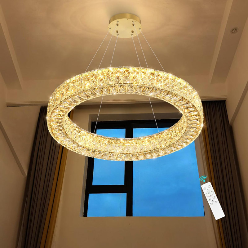 Glam Dimmable Crystal Chandelier, Gold