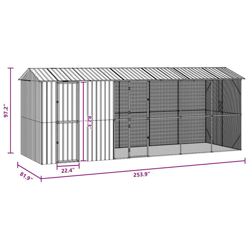 Cage à oiseaux vidaXL anthracite 253,94 x 81,89 x 97,24, H 247 po x l 645 po x P 208 po