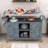Cheyene Rolling Kitchen Island with Stainless Steel Top and Lockable Wheels-1181725073