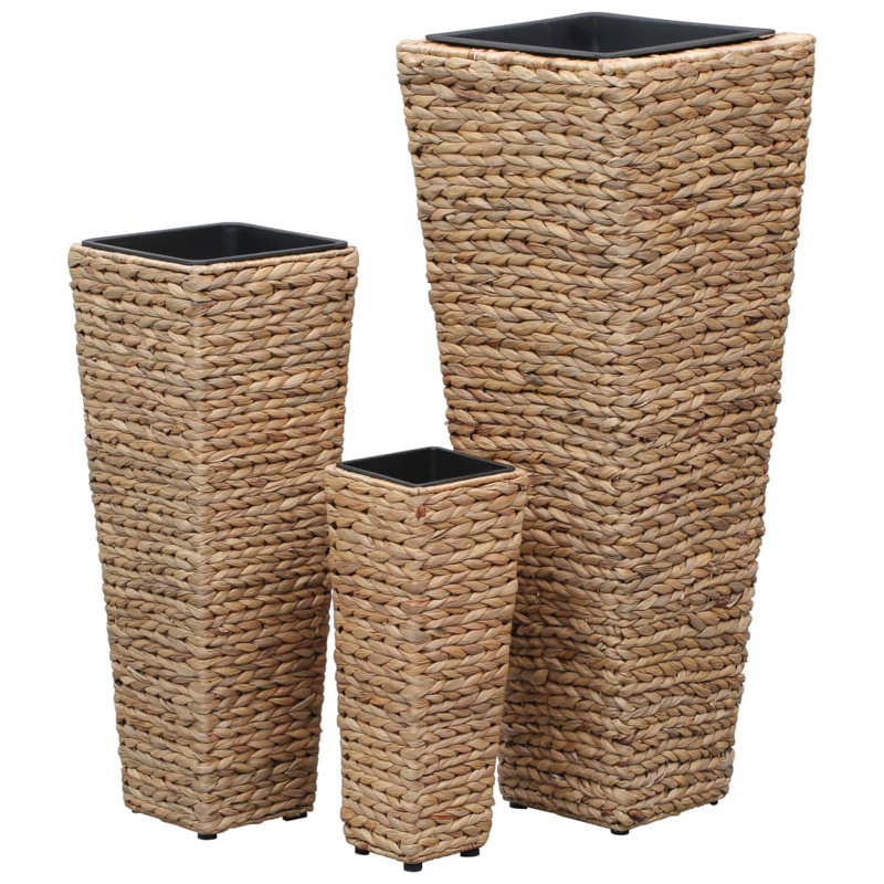 Ensemble de pots de fleurs en jacinthe d’eau, en acier et en plastique 3 pièces Trym