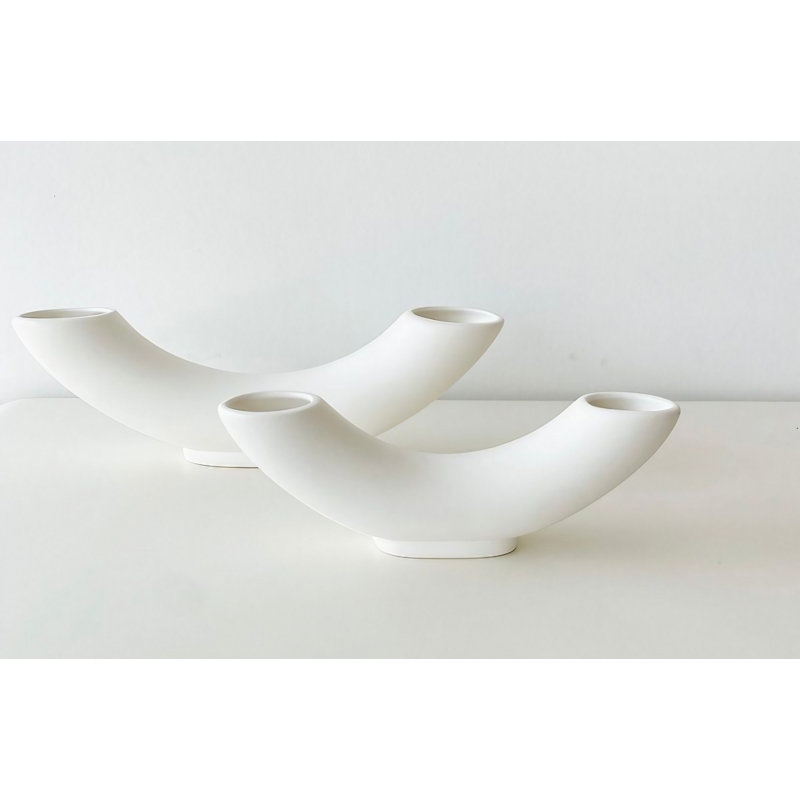 Creeden Ceramic Table Vase, White, 19cm H x 4cm W x 8cm D
