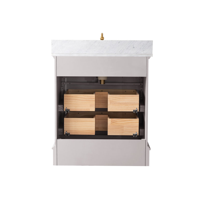 Ensemble de meuble-lavabo simple 30 po Goleta, Taupe / or brossé