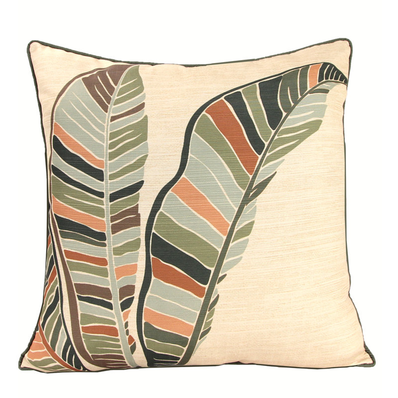24" Square Palm Leaves Reversible Polyester Throw Pillow