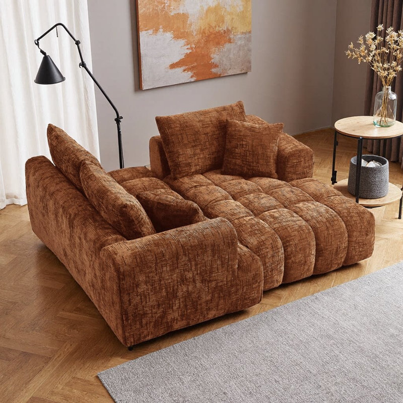 Canapé modulaire surdimensionné en L 108 po Chenille, Orange