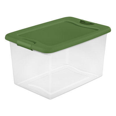 Sterilite 64 Qt Latching Plastic Holiday Storage Bin Clear Container ...