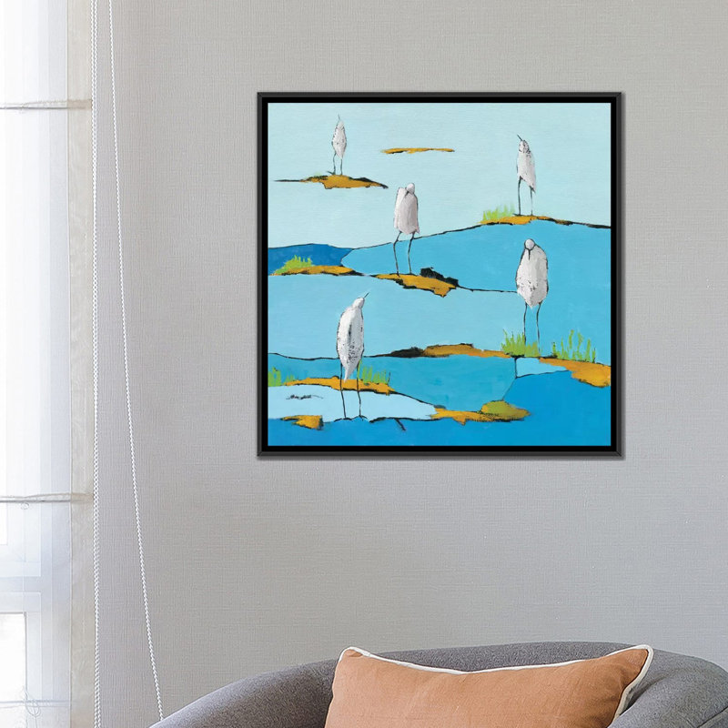 « beach bums », reproduction d’art sur toile, H 18 po x l 18 po x P 1,5 po, Toile avec cadre noir, Pas de tapis