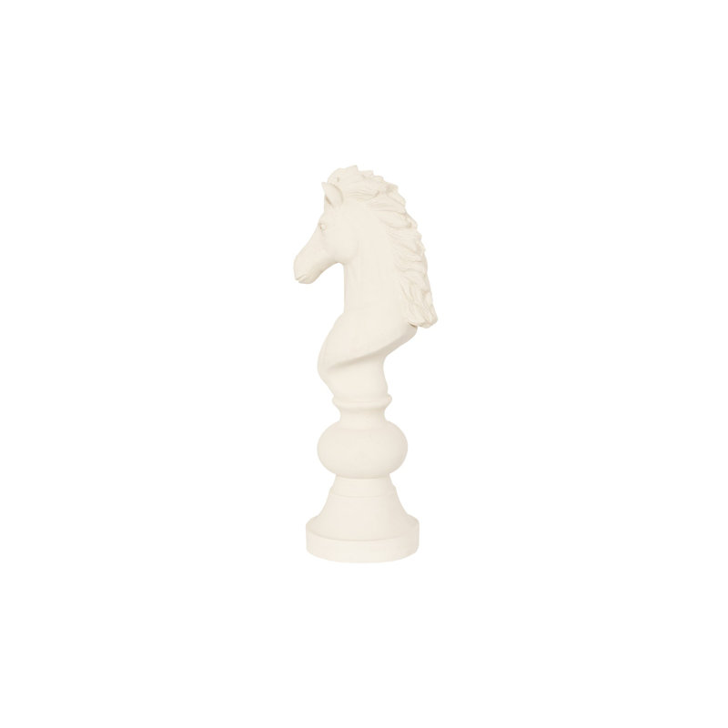 Knight Chess Sculpture, Cast Stone, Small, Off White