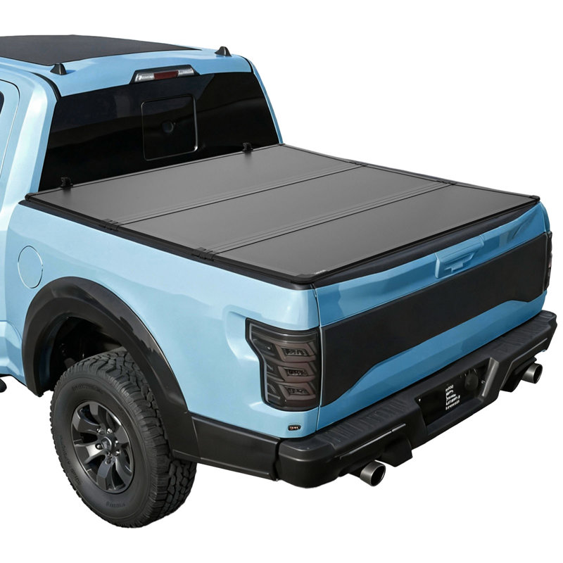 Hard Tri-Fold Truck Bed Tonneau Cover, Compatible with 2016-2025 Toyota Tacoma with OE Track System (Not Fit Roll Bar) 5 ft (60.5 in) Bed, Waterproof Fiberglass Hard Folding Truck Tonneau Cover