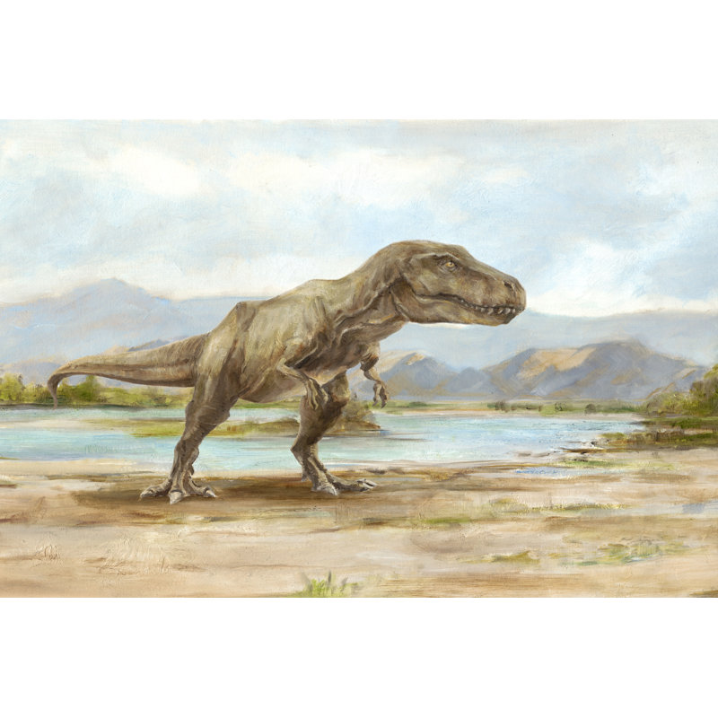 Dinosaur Illustration III by Ethan Harper - Wrapped Canvas Painting, 61 cm H x 91 cm W, Black Floater Framed