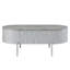 Table basse en métal et bois composite gris ultrabrillant, convenant à une table moderne avec une finition élégante pour les espaces
