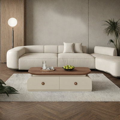 Table basse en bois avec quatre tiroirs