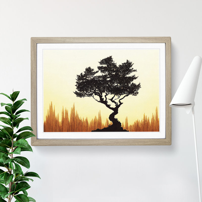 Adventurous Tree - Single Picture Frame Painting, Oak Framed, 34cm H x 46cm W x 2cm D