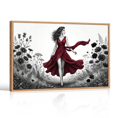 Ensemble de 1 tableau sur toile représentant une robe rouge