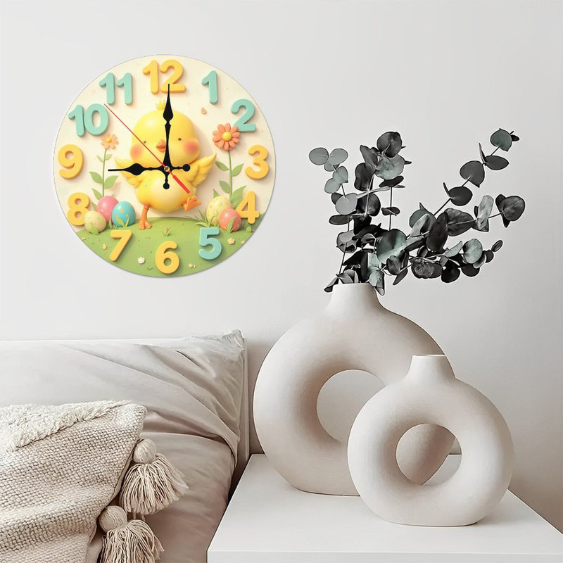 cute chick clock numbers easter eggs design