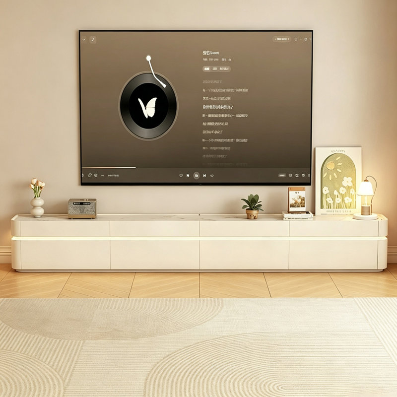 Meubles télé modernes en composite de bois beige, 94.49